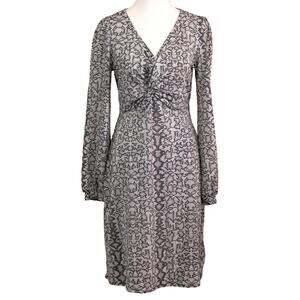 Women's Sunny Leigh Snake Print V-Neck Knot Waist Dress SZ S